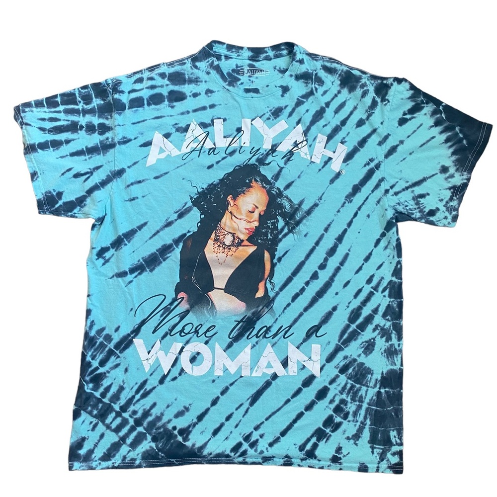 Aaliyah More Than A Woman ORIGINAL CONCERT Blue Tie Dye Short Sleeve T Shirt